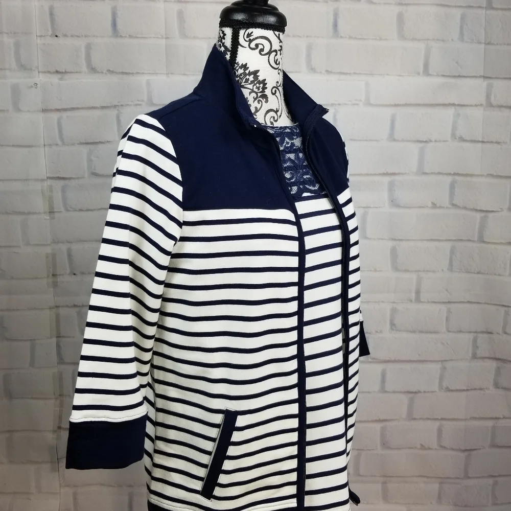 Denim &co jacket set sz xxs stretch knit pockets